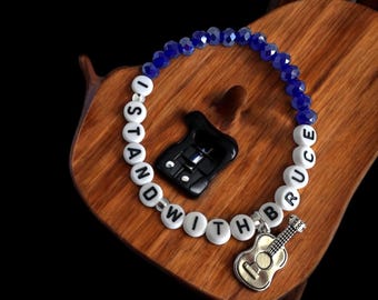 Bruce Springsteen Beaded Bracelet with Guitar Charm
