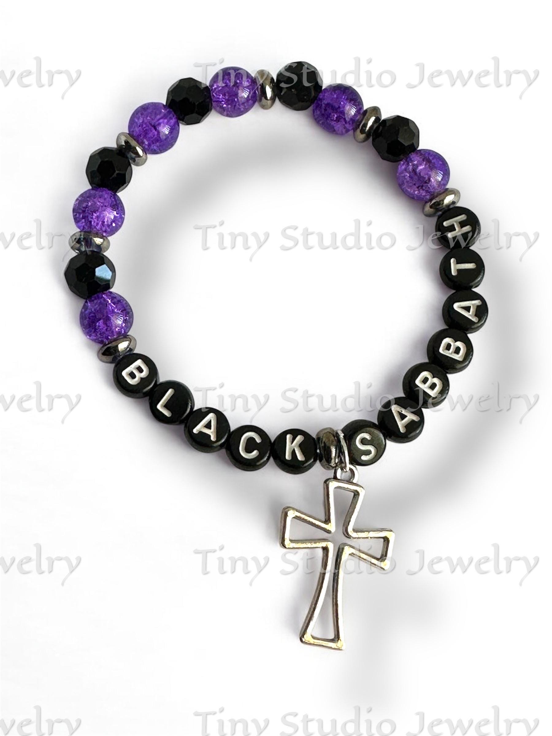 Black Sabbath - Ozzy Osbourne Prince of Darkness 70’s Inspired beaded bracelet with Cross Charm