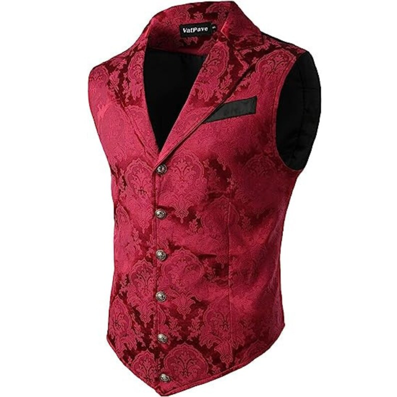 Vest Top Suit Men's Fashionable Outfit Stylish Formal Wear Clothing Red