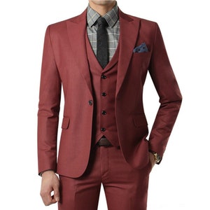 Men Formal Suit Slim Fit Three Piece for Celebration and Party Events zdjęcie 3