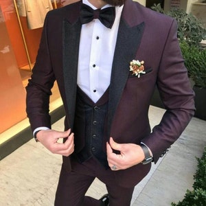 Men Formal Suit Slim Fit Three Piece for Celebration and Party Events zdjęcie 5
