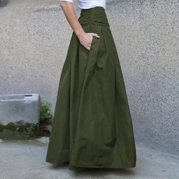 Long Maxi Loose Skirt for Ladies | High Waist Formal Attire | Women Faldas Clothes