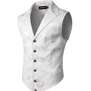 Vest Top Suit Men's Fashionable Outfit Stylish Formal Wear Clothing White