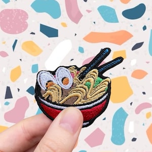 Nouilles - Amateur de nouilles - Ramen - Écusson de broderie - Repasser au fer