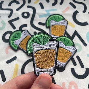 Tequila shot - salt and lime - Embroidery patch - Iron on
