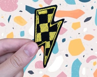 Fulmine a scacchi - Toppe termoadesive - Ricamate