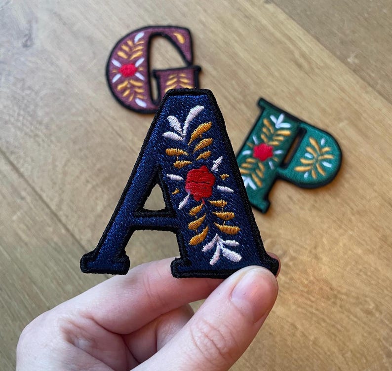 Personalised Custom Initials in Pattern Font - Iron-on - Embroidery ...