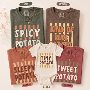 Matching Potato Family Shirts, Custom Thanksgiving group Tee, Matching Cousin T-Shirts, Fall Turkey Dinner Gift, Tiny Potato Baby Bodysuit
