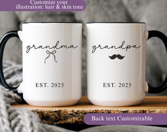 Grandma And Grandpa Mug Set est Personalized Gift First Time Grandparents Pregnancy Reveal Custom Baby Announcement Cup promoted to grandma