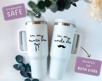 Juego de vasos "In My Auntie Era", regalo divertido para tía y tío, tazas de café para anunciar un bebé (113 g), regalo para revelar el embarazo para hermanos o pareja.