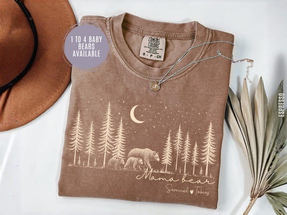 Comfort Colors® Mama Bear Shirt, Personalized Mom Crewneck With Kids Names, Custom Gift For New Mom, Baby Shower Present, Baby Announcement