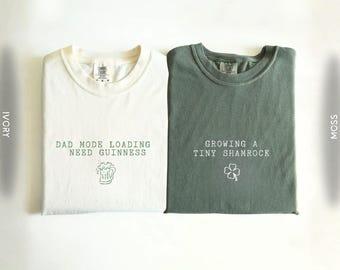 Comfort Colors St Patrick's Day Couple Shirts, Pregnancy Announcement Funny Tee, Dad Mode Guinness Shirt, Growing Tiny Shamrock Sweatshirt