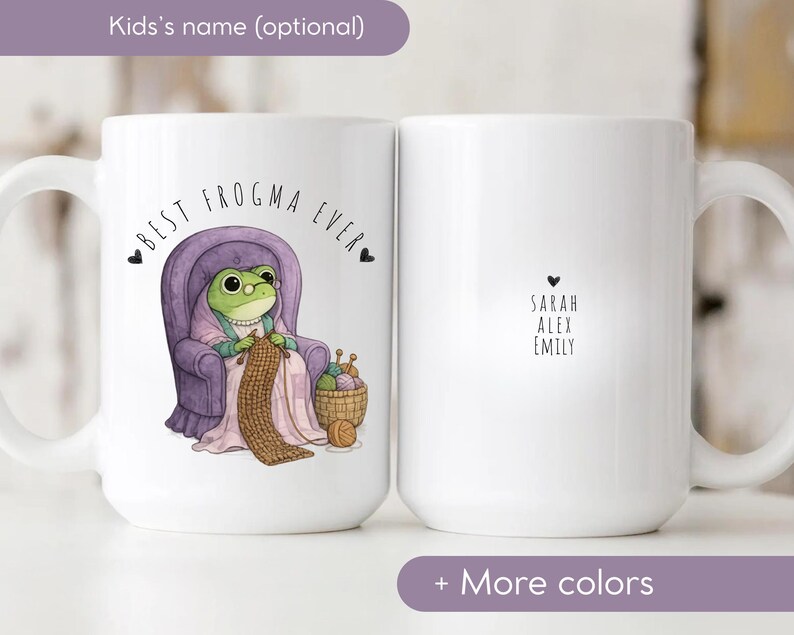 Custom Funny Frog Mug for Grandma, new grandma gift, retro frog Coffee Cup, Best Frogma Ever Mug, baby announcement, new grandparents gift image 2