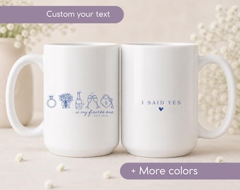 Fiancé Fiancée Est 2026 Mugs Custom Engagement Gift For Couple Personalized Coffee Mug Bride And Groom Gift Wedding Morning Cups bride to be