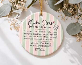 Personalized Mahjong Ornament, Mahjong Group, Custom Mahjong Club Keepsake, Mahjong Best Friend Ornament, Mah Girls Christmas Gift