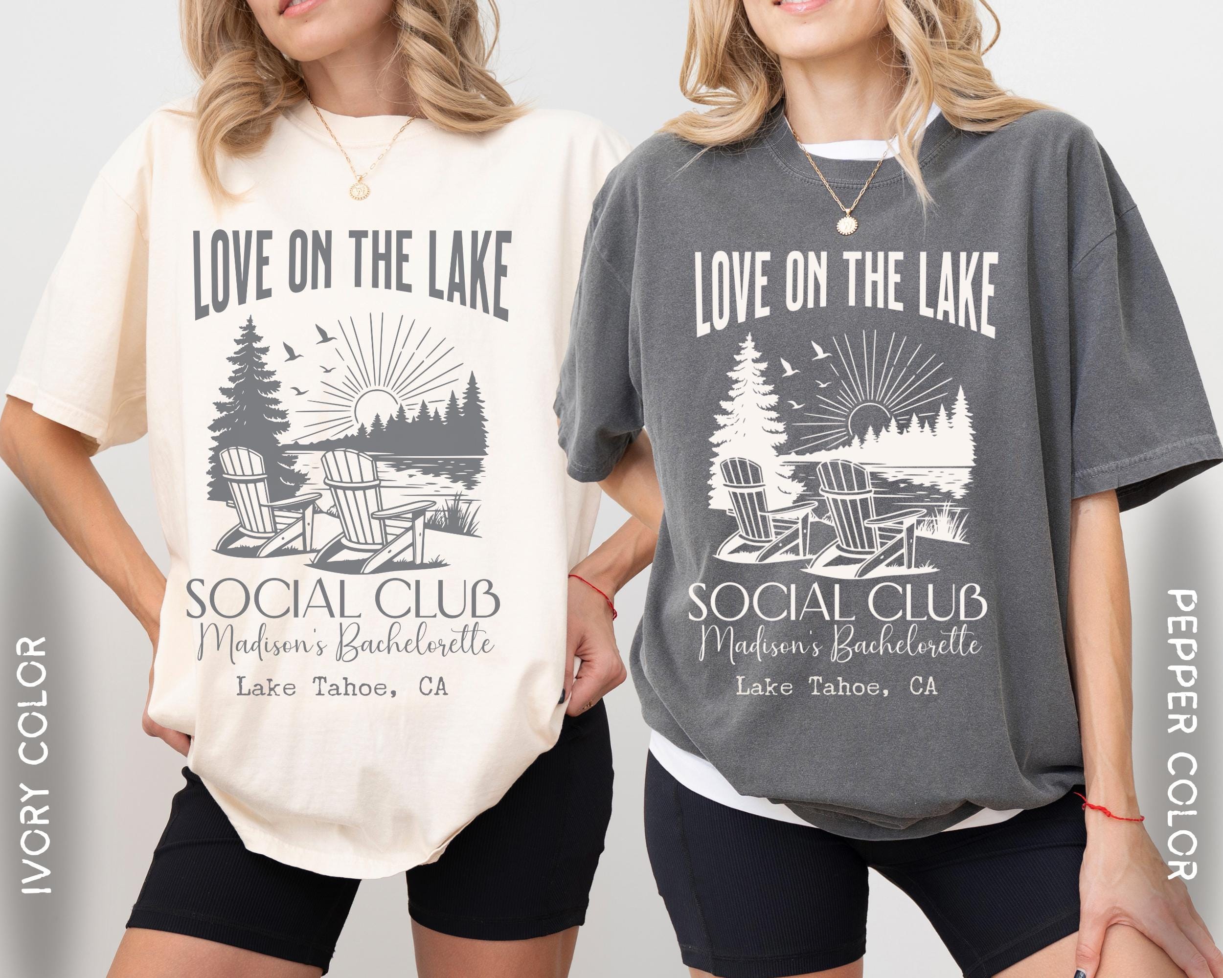 Custom Love on the Lake Bachelorette Shirt, Comfort Colors Tee for Bride Trip Camp Party, Lake Bride Mountain Bach Group Matching Apparel