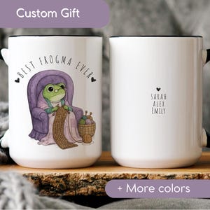 Custom Funny Frog Mug for Grandma, new grandma gift, retro frog Coffee Cup, Best Frogma Ever Mug, baby announcement, new grandparents gift image 1