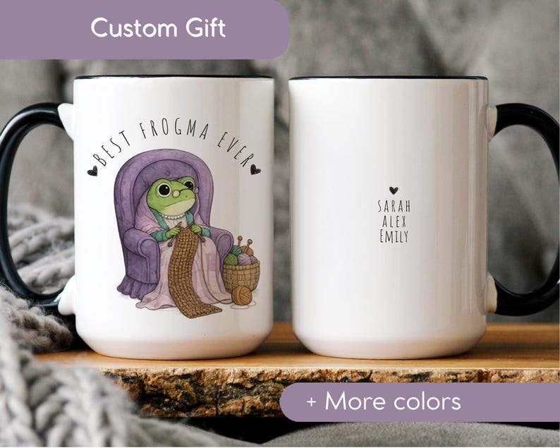 Custom Funny Frog Mug for Grandma, new grandma gift, retro frog Coffee Cup, Best Frogma Ever Mug, baby announcement, new grandparents gift image 1