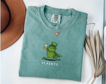 Comfort Colors St Patrick's Day Shirt, Sláinte Beer Frog Tee, Irish Vitamin G Funny Shirt, March 17 Pub Party Shirt, Huzzah Frog Lover Gift