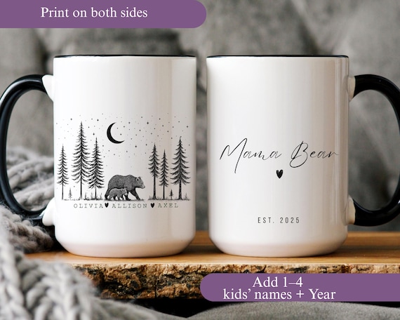 Personalized Mama Bear Mug, Custom Bear Family Mug With Kids Names, Mama Bear newborn Coffee Cup, Gift For Mom Or Grandma, christmas mommy