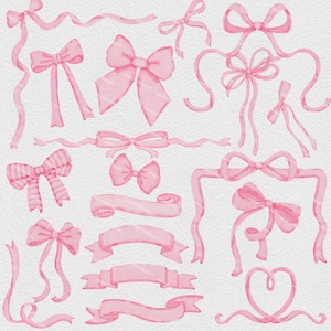 Rosa Schleifen und Bänder Sammlung, Digital Geburtstag Set, Geschenk Design png Clipart, Schleifen Banner Clip Art, Schleifen Rahmen Karten machen