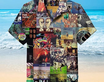 Pink Floyd Collage|Universal Hawaiian Shirt, Pink Hawaiian Shirt, Aloha Summer Tee, Tropical Button Shirt, Aloha Vibes Beach Shirt