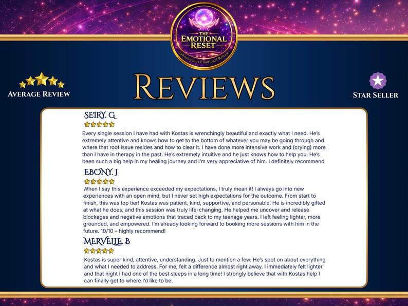 May include: A digital graphic with a dark blue background and gold accents, featuring the words "REVIEWS" in gold. The image includes customer testimonials and a "Star Seller" badge, indicating positive feedback.