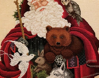 Santa of the Forest PDF + SAGA Cross Stitch Pattern Christmas Noel Holiday winter bear X-Stitch Chart Digital cross stitch pattern Santa