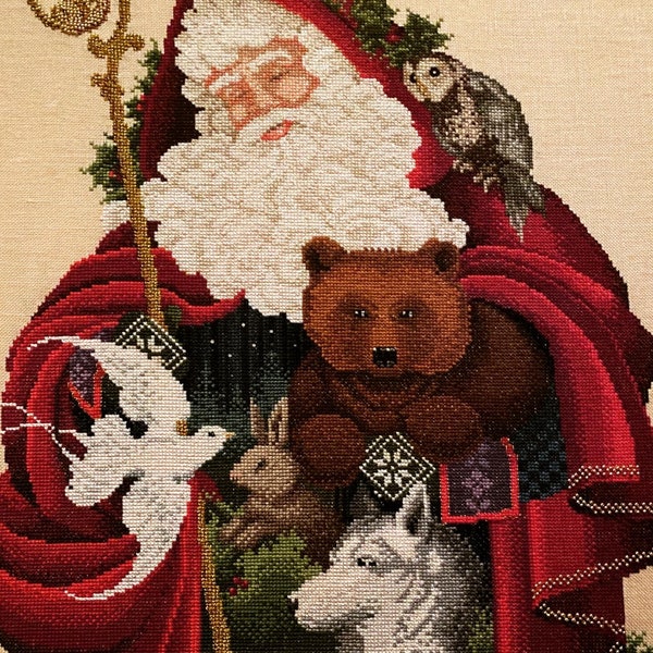 Santa of the Forest PDF + SAGA Cross Stitch Pattern Christmas Noel Holiday winter bear X-Stitch Chart Digital cross stitch pattern Santa