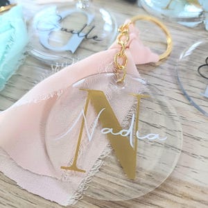 Personalized handmade gift keychain for wedding, communion, baptism, baby shower