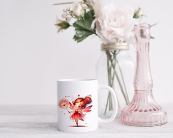 Taza blanca personalizada · Taza de café Flower Fairy · Taza de oficina para beber con patrón personalizado