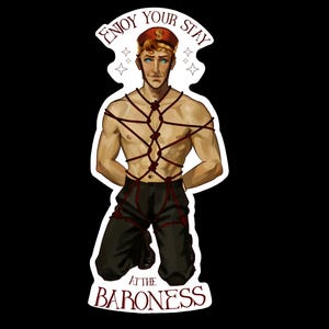 The Doorman Deadlock fanart sticker ! 'Enjoy your stay , at the Baroness'