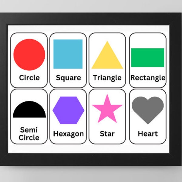 Digital Print, Shapes Flash Cards, Visual Aids For Children, Instant Download
