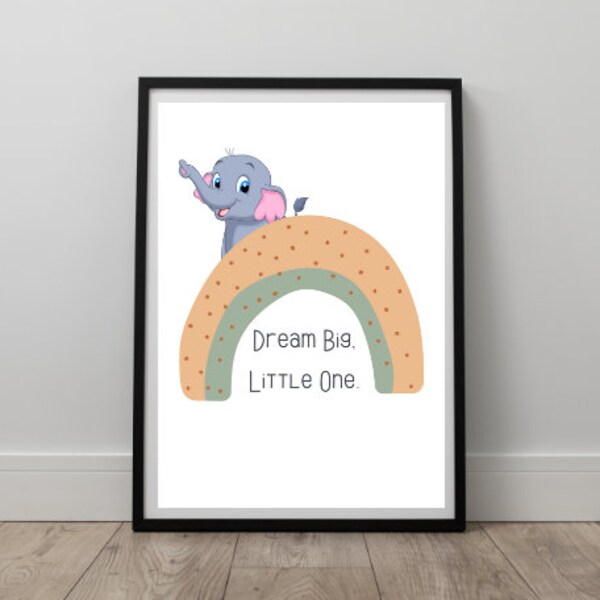 Digital Print, Dream Big Little One Wall Art, Kids Bedroom Decor, Instant Download