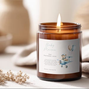 New Baby Gift, Parents To Be Congratulations Gift Candle, New Born Baby Boy Gift, Personalized Baby Boy Candle, Baby Shower Gift for Boy
