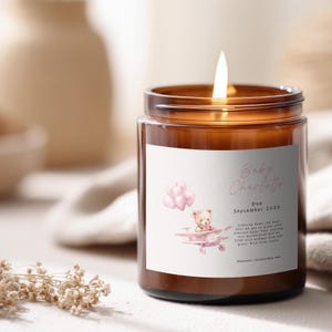 Personalized Baby Shower Candle, Baby Girl or Boy Gift, Pregnancy Announcement, Gift for Expectant Parents