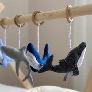 Baby gym hanging toys, ocean play gym hanging toys, wooden hanging toys, montessori play gym, ocean nursery decor, baby play gym ocean