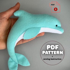Ocean Animals Sewing Pattern PDF, Felt Sea Animal Toys Easy Pattern and Tutorial, Dolphin, Under The Sea, Felt Toys, Ocean Pattern
