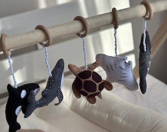 Gimnasio colgante para bebés con diseño marino, juguete para centro de actividades para bebés, gimnasio de juegos para bebés con diseño marino, juguetes Montessori, accesorio para guardería marina, regalo para baby shower