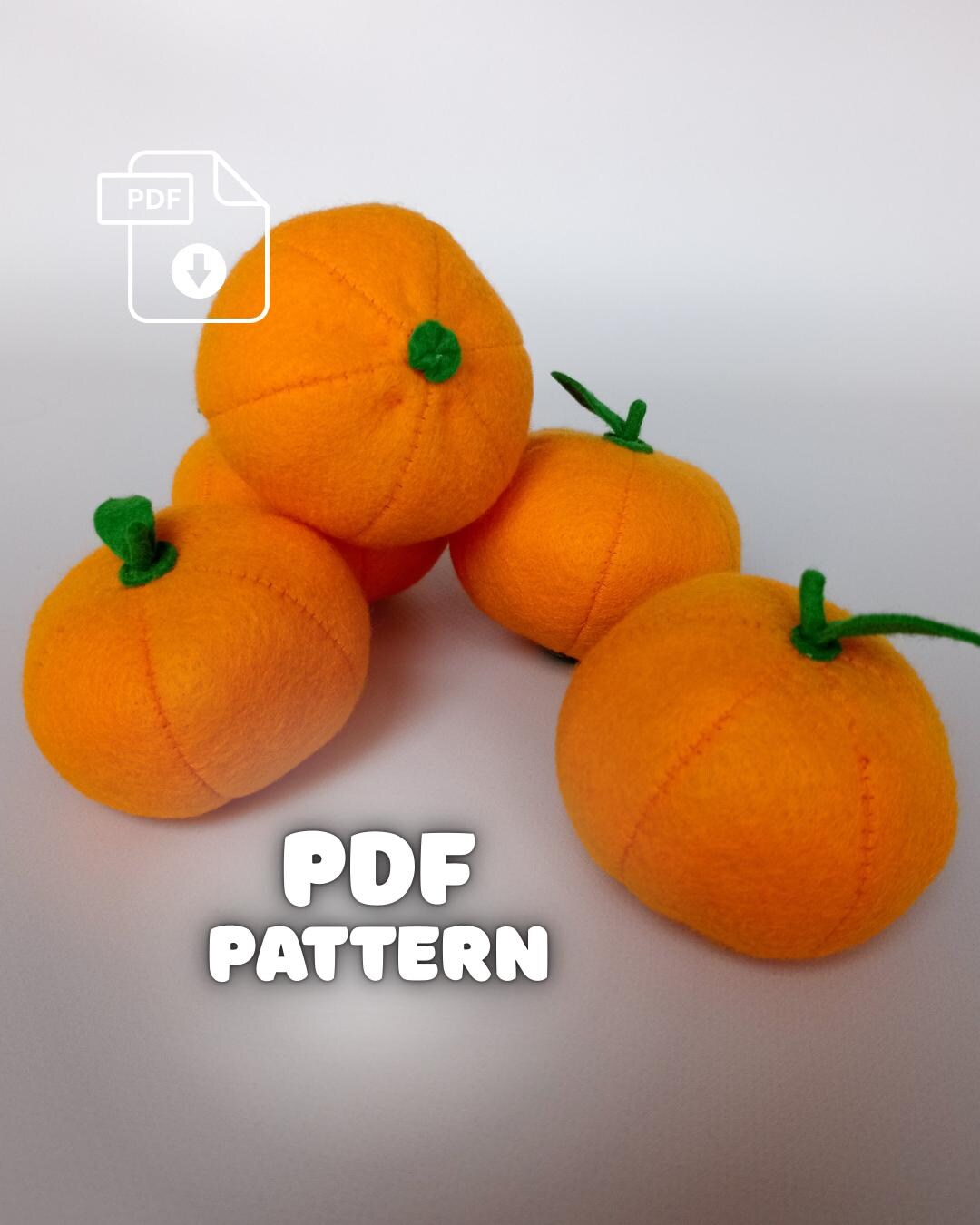 Felt Food PDF Sewing Pattern, Felt Orange Ornament, Cute Fridge Magnet ...