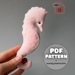 Ocean Animals Sewing Pattern PDF, Felt Sea Animal Toys Easy Pattern and Tutorial, SeaHorse PDF Pattern,Under The Sea,Felt Toys,Ocean Pattern