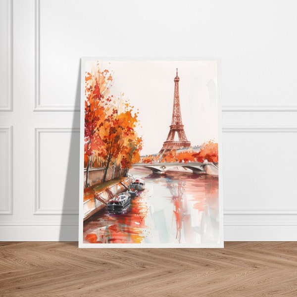 Affiche Aquarelle Painting Paris River | Eiffel Tower Poster | Watercolor Art Print | City Art Illustration | Poster Paris La Seine