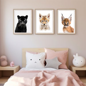 Juego de 3 carteles con fotografías de animales | Póster Trío Animales Bebés | Ilustraciones realistas | Decoración de la habitación del bebé | lindos animales bebes