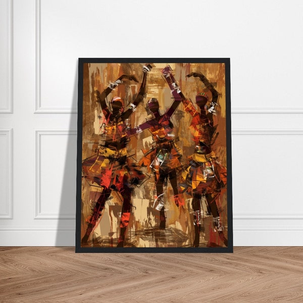 Affiche Art de Danse Africaine | Tableau Abstrait Coloré | Toile Culturelle Vibrante | Déco Ethnique Afro