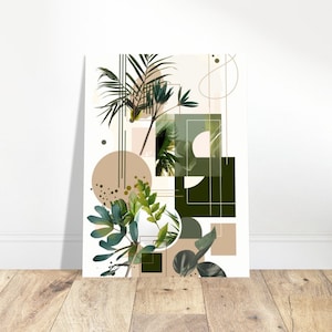 Poster botanico astratto geometrico | Decorazione da parete moderna Piante verdi | Design naturale contemporaneo |. Regalo originale minimalista