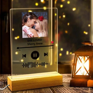 Custom Acrylic Song Plaque, Music Plaque Custom, Memorial gift, Anniversary gifts, Custom Couple gifts, Mothers Day Gift,Acrylic Night Light zdjęcie 5