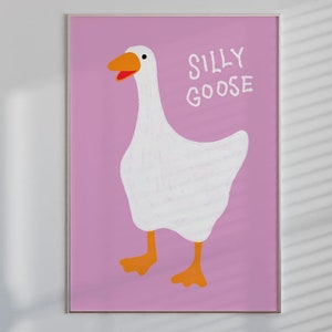Silly Goose Wall Art - Cute Digital Farm Animal Print for Nursery or Playroom