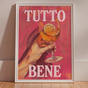 Póster imprimible "Tutto Bene Spritz" - Arte mural italiano - Póster de carrito de bar