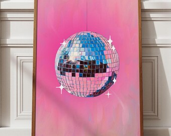 Disco Ball Printable, Mirror ball poster - Digital Download for Funky Home Decor