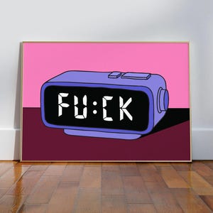 F*ck Alarm Clock Poster, Funny Bedroom Wall Art, Stay in Bed Poster (DigitalDownload)